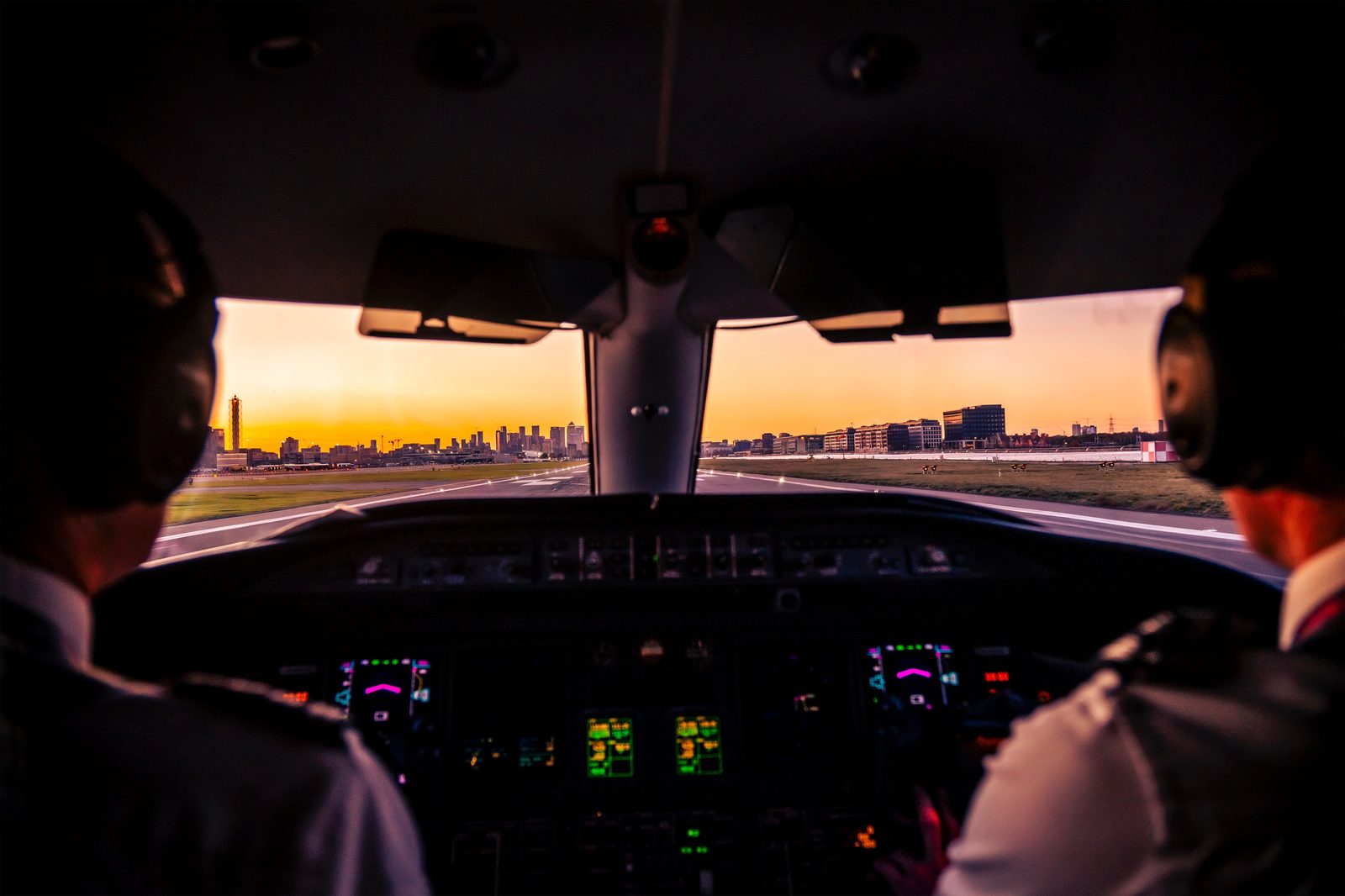 Flight deck at sunset